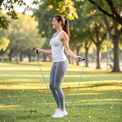 woman jumping rope outdoors