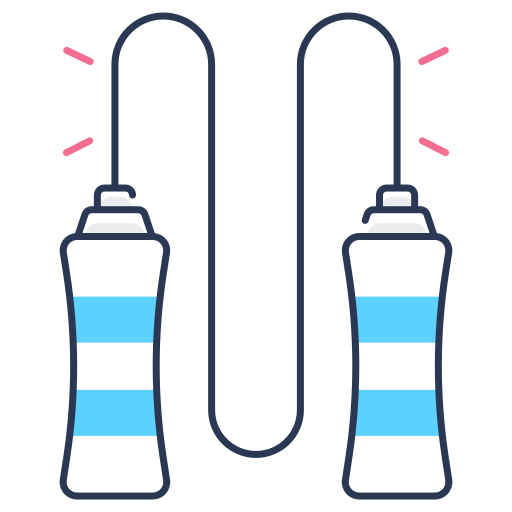 a jump rope with blue and white handles